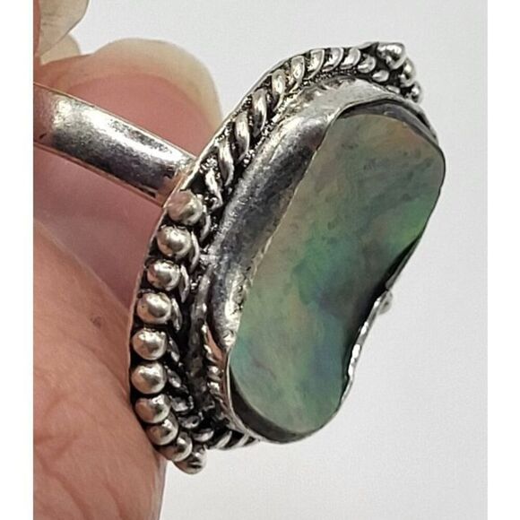 Bohemian Inverted Abalone Shell sz 7 Ring - Picture 3 of 5
